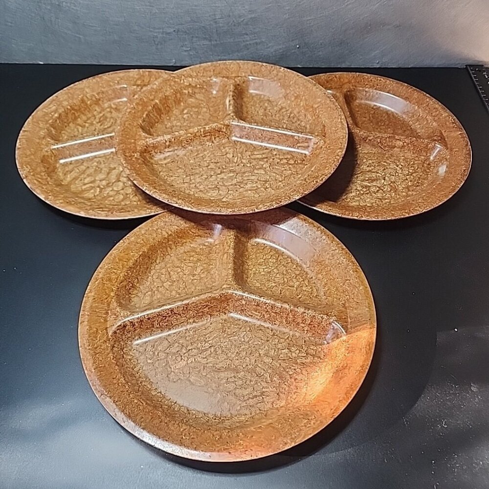 Vintage KYS-ITE Army Military 231 Divided Plates USA 11” Diameter Set of 4